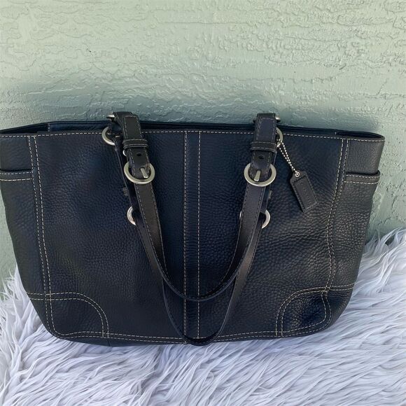 Vintage Coach Black Leather Hobo Bag - Picture 1 of 11